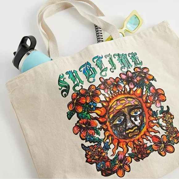 NWOT Sublime Canvas Farmers Market Graphic Tote Bag Purse - Picture 2 of 8